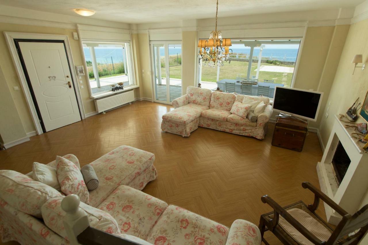 Magnificent Seascape Villa On A Secluded Beach 네아 모우다니아 외부 사진